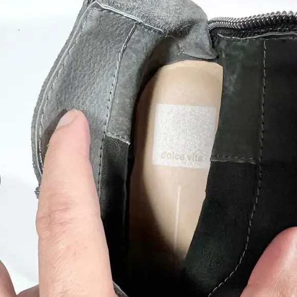 Dolce Vita Karsen Ankle Boots Booties Gray Suede Rubber Sole Heel Zipper Used - Picture 10 of 10